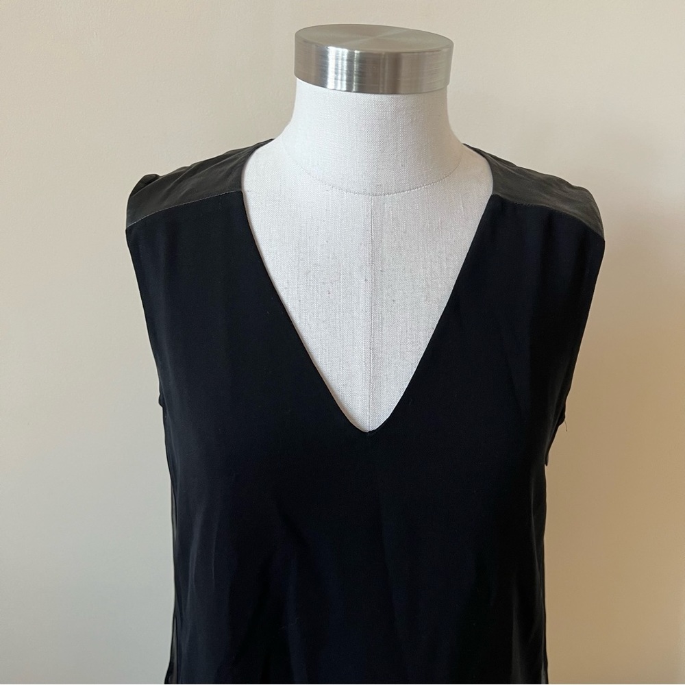 Vince Black Shift Dress with Leather Stripe Detail 17446 - Picture 5 of 9